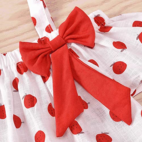 Hipea Toddler Baby Girls Summer Clothes Outfits Ruffle Camisole Spot Dot Tops and Casual Shorts 2-Piece Newborn Girl Clothing Set (Red-Apple, 18-24M) - Thumbnail 3