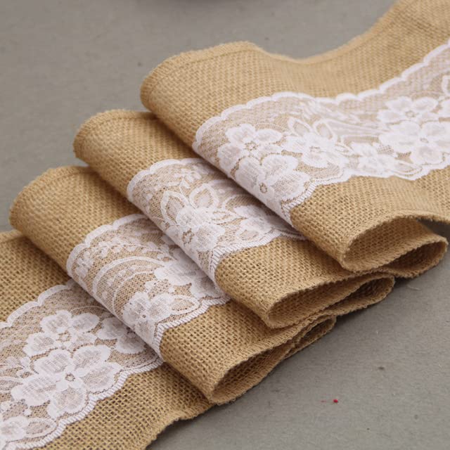 Wielofunkcyjne szarfy na krzesła z juty 15X275CM, koronkowe, jutowe, jutowe, kokarda na krzesło, wesele, baby shower ，Fiołki na pokrowce na krzesła(Lace)