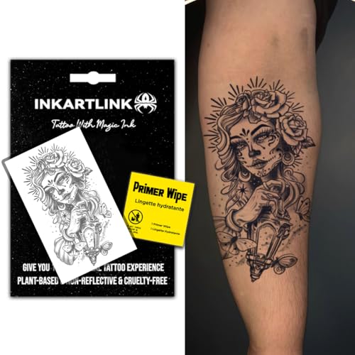 INKARTLINK Semi Permanent Tattoo, Temporary Tattoo, party tattoo, beautiful and realistic design, fun tattoo experience, cruelty-free, non-reflective, waterproof (Corpse Bride?