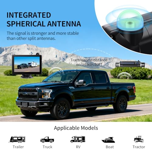 Image of Solar Wireless Backup Camera with 5 inch 1080P Monitor,Auto On Off, 1-Min DIY Installation, 180 Adjustable Camera, Anti-Theft, Split Screen, IP69K Waterproof for Car Truck RV