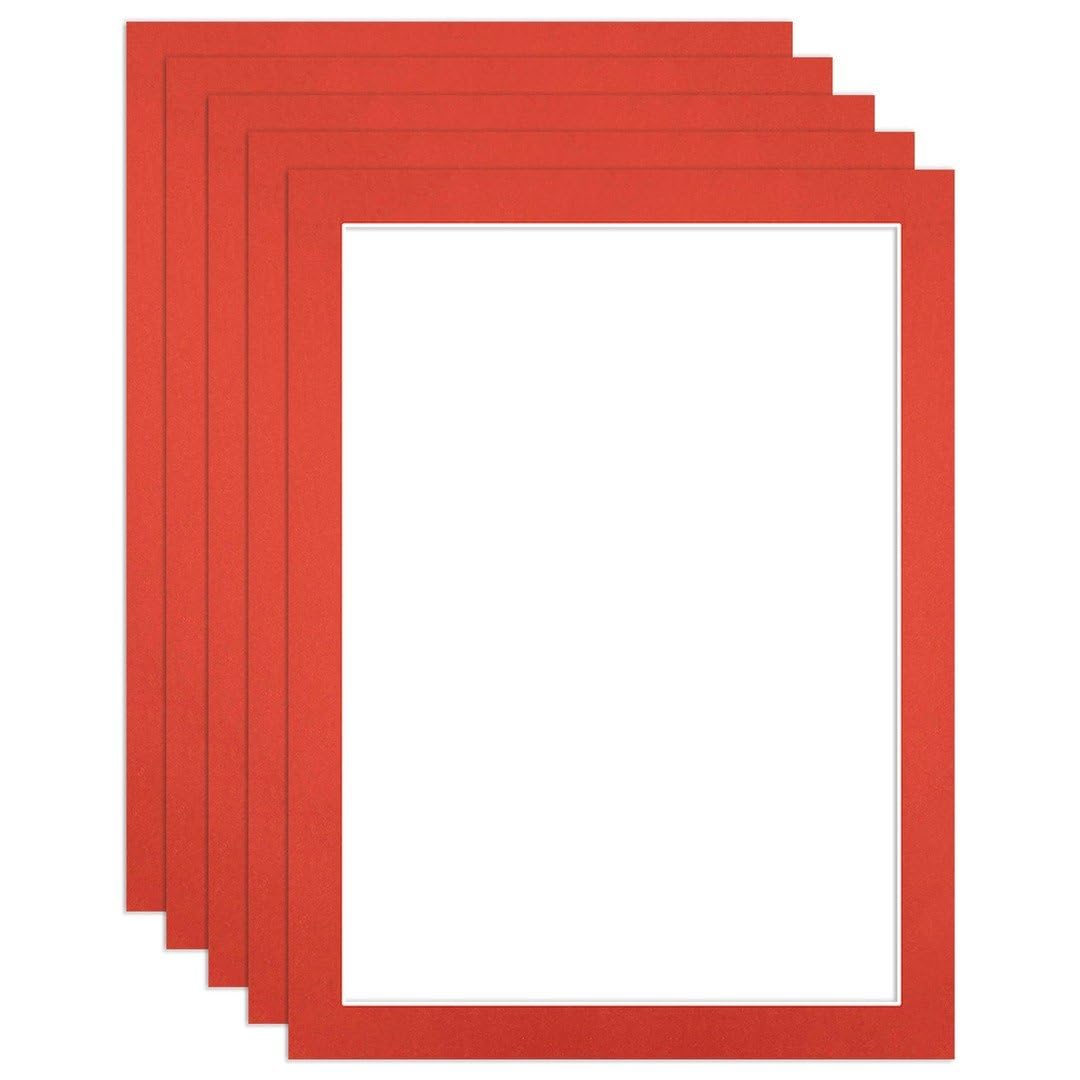 Procut Global 80x60cm Poppy Red Picture Mounts to Fit 70x50cm Aperture - Precision Cut Cardboard Photo Mount - Ideal for Frames, Prints, Artwork & Certificates - Sizes & Colours Available - 5 Pack โ image 1