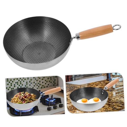 Wok de acero inoxidable antiadherente con mango para cocina miniatura 4