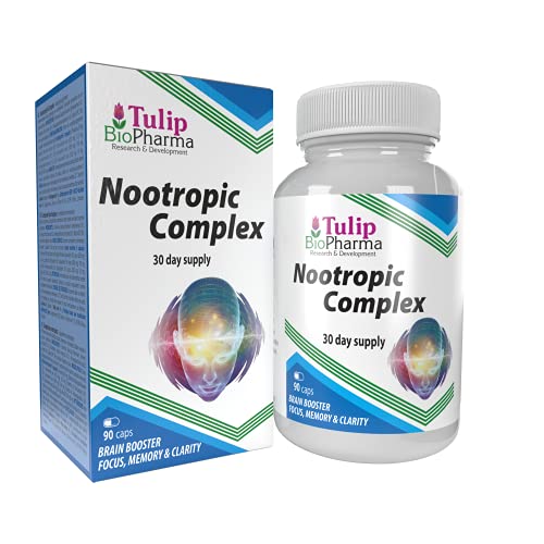 Nootropic Complex (L-Theanin, Bacopa Monnieri, Schisandra, Ashwagandha) 90 Kapseln, Laborgeprüft, für Studium, Lernen, Gedächtnis Cover