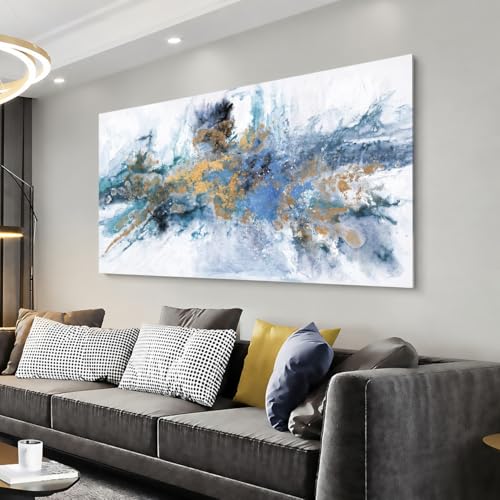 ARS Wall Art for Living Room Large Framed Navy Canvas Wall Art Abstract Wall Decor Abstract Art Painting Fantasy Colorful on White Background Modern Artwork for Living Room 120 X 60cm