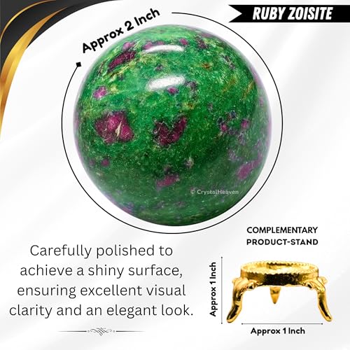 Image of Certified Crystal Ruby Zoisite Ball for Meditation - Premium Crystal Vastu Items for Home and Feng Shui Items for Good Luck - Ideal for Pooja Supplies and Spiritual Practices (2 Inch)