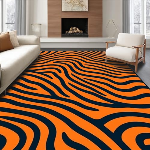 ODIKA Flatwoven High Traffic Area Rug 3x5, Fierce Wildcat Stripes