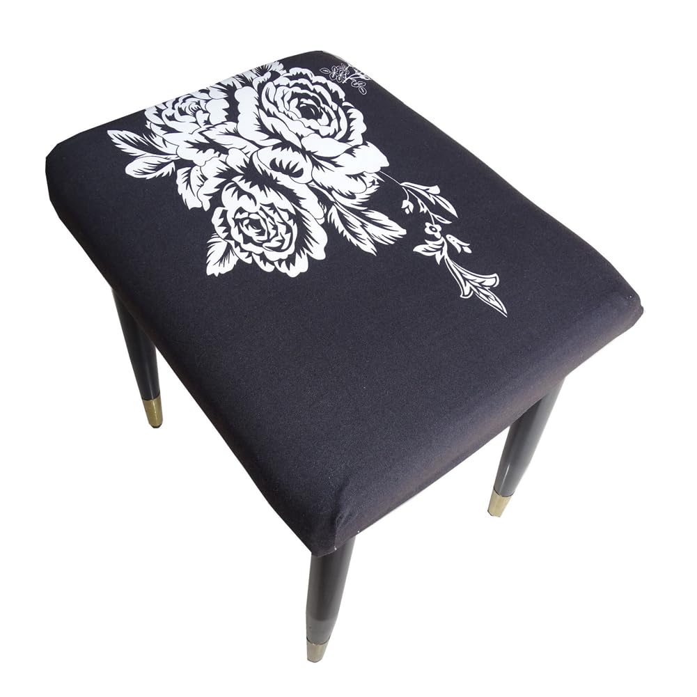 Vanity Stool Cover,Stretch Chair Seat Cover Repair the Worn Stool,Footstool Slipcover for Kitchen Wooden Metal Bench,W:25-33cm,L:30-40cm (Style 13,2pcs-Length:30-40cm,Width:25-33cm)