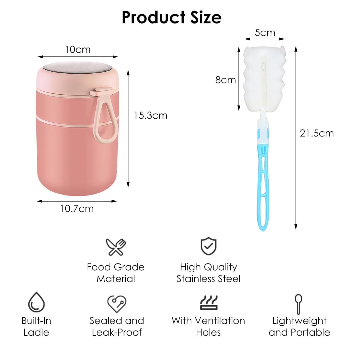 Tazza Porta Yogurt Acciaio Inox 710ml Con Cucchiaio - Doppio Scomparto Per Cereali E Latte - Foto 3