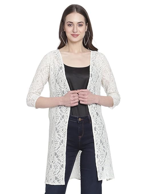 dressitude Women Front Open Self Designed 3/4th Sleeves Long Shrug-picture-17
