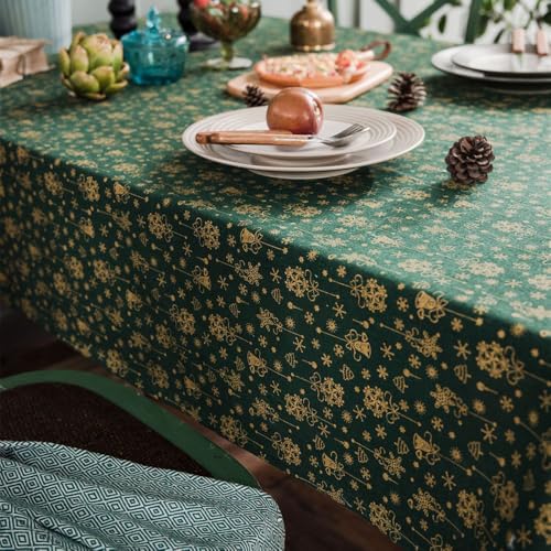 Nappe de Noël coton lin 140x300 anti-plis pour table rectangulaire - 6
