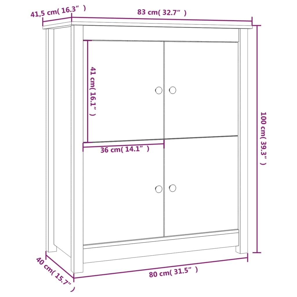 vidaXL Aparador Mueble Armario Consola Salón Sala Estar Almacenamiento Decoración Adorno Entrada Estante Cajón Madera Maciza de Pino Negro