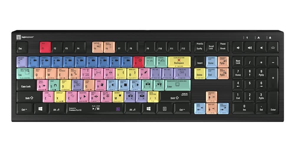 Logickeyboard Adobe Premiere Pro CC PC Backlit Astra American English USB Wired Keyboard for Windows