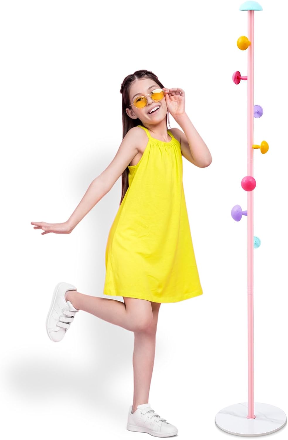 Juexica Kids Coat Rack Mushroom Coat Racks for Kids Standing Coat Rack Tree with Sturdy Round Base Coat Hanger Stand Room Small Hall Kid Coat Rack for Clothes Hat Bag