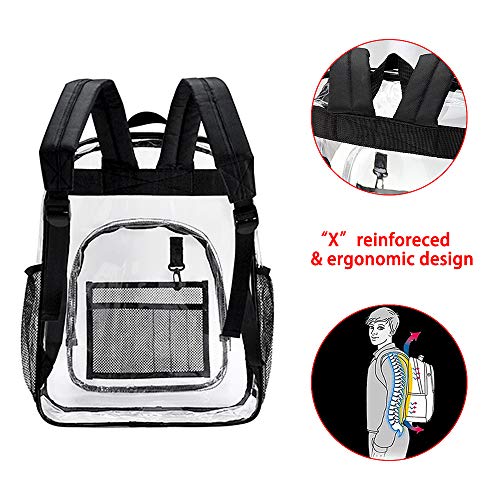 Heavy Duty Clear Backpack, Large PVC Plastic See Through School Bookbag Transparent Casual Daypacks for Men(Black)4