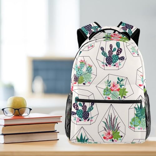 Sac à dos motif cactus dans terrariums en verre design multicolore