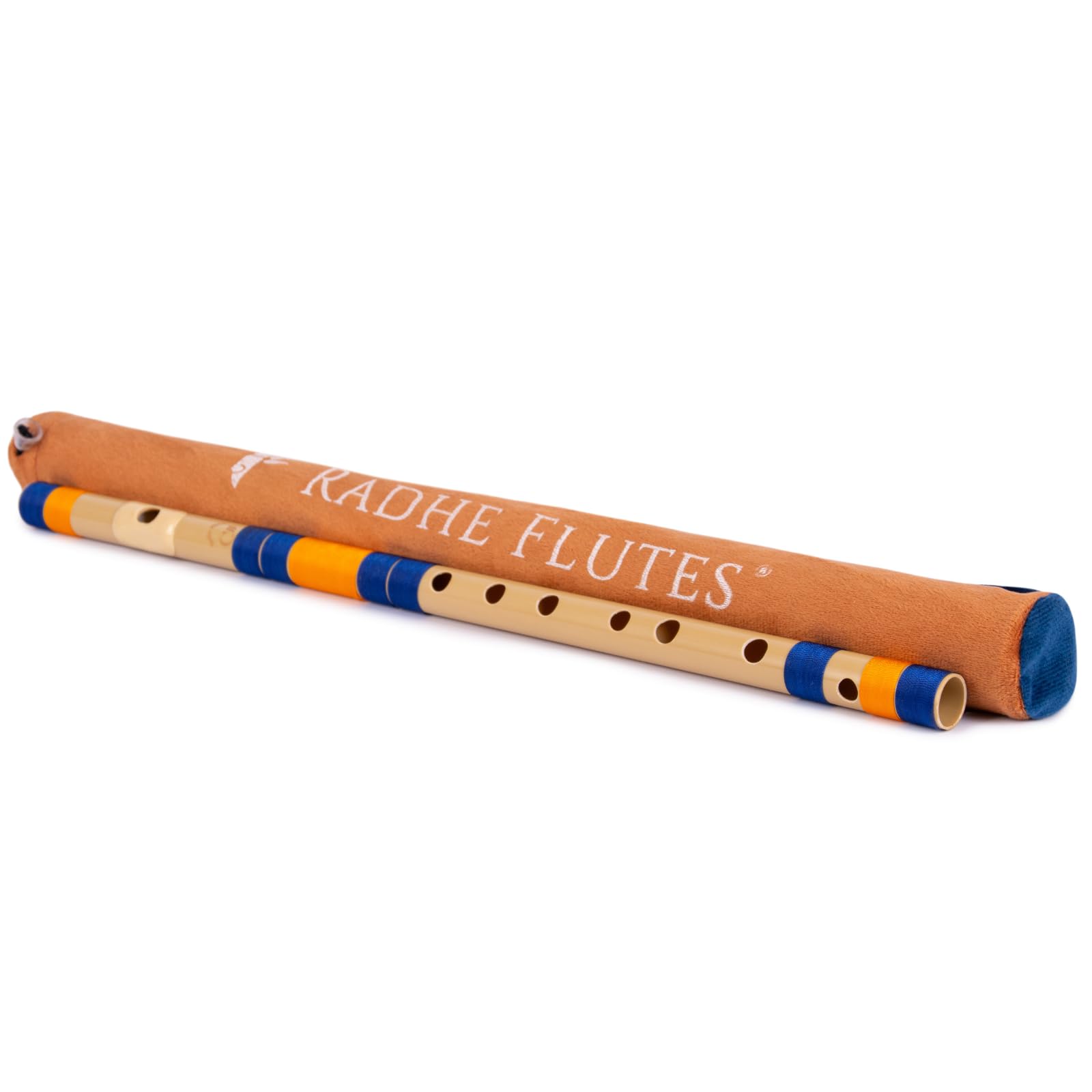 Radhe Flutes | PVC Fiber | C Sharp | Right Handed | Dark Blue & Orange Threads | Assorted Colours for Velvet Cover + Complete Flute Beginners Online Course In Hindi and English 3
