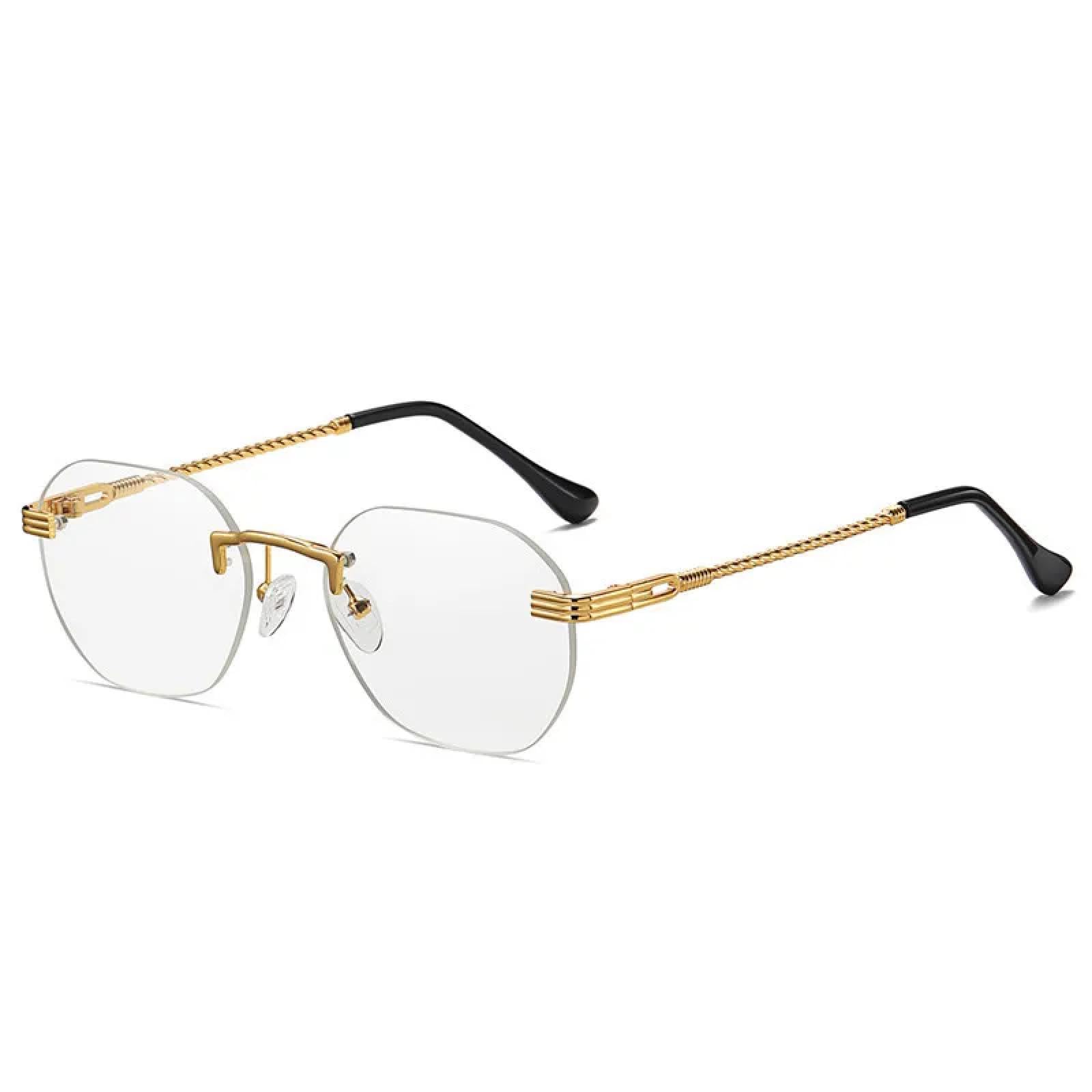 Occhiali da sole senza montatura da donna e da uomo con montatura in metallo, occhiali da sole UV400