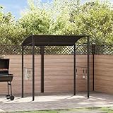 Homgoday Stabiler Grillpavillon Anthrazit | Stahl & Polyester | 215x150x220cm | 10 Haken | Wetterfest Model48603