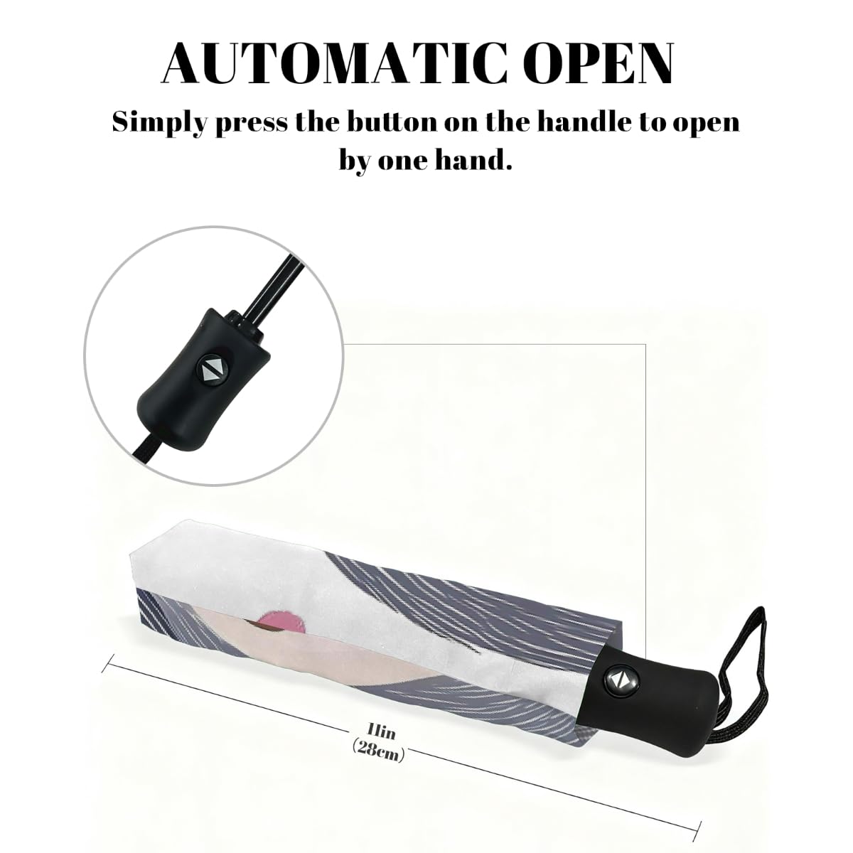 Ombrello pieghevole con ramo di bradipo astratto ombrello da viaggio compatto antivento impermeabile con protezione UV rivestimento nero leggero 8 coste portatile per pioggia sole