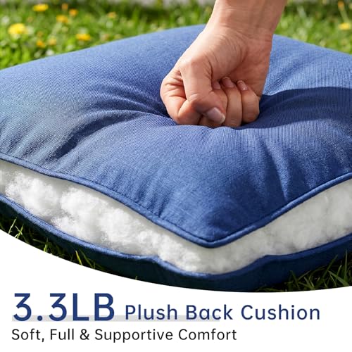 Image of Luxury 4 inch Thick Outdoor Cushion Set of 7 - 22x24 Patio Furniture Cushions with 28D High-Density Foam, Water-Resistant & Fade-Resistant Fabric, Removable Covers for Patio Furniture Sofa Couch -Blue
