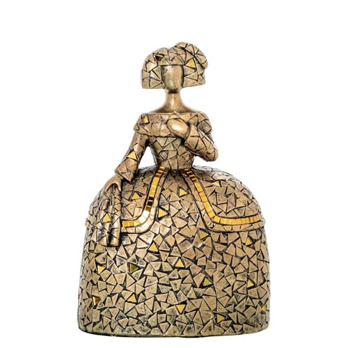 Figura de una menina Estilo Mosaico de Resina en Dorado 16x11x22cm