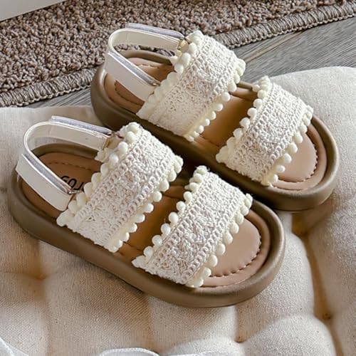 Sandals, Open Toe Cute Bow Princess Girls Flats, Cotton Linen Summer Dress Shoes Sandal for Toddler/Little Kid/Big Kid4