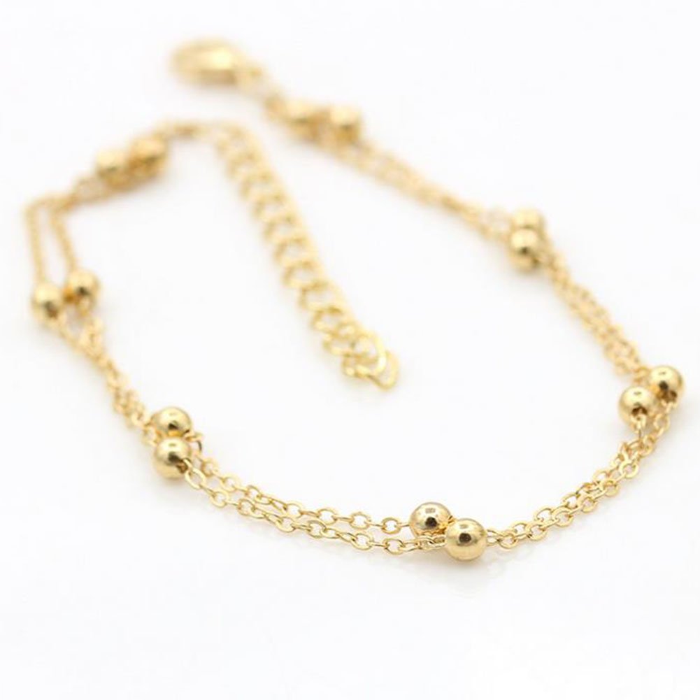 Cavigliera da Donna, cavigliera con Perline a Doppia Catena Cavigliere da Donna Bracciale alla Moda per Ragazze semplicità Estiva Catena per clavicola Bellissimi Ornamenti per i Piedi Cavigliere