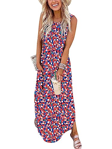 ANRABESS Women Summer Maxi Dress Beach Vacation Sundress Sleeveless Casual Loose Shirt Dresses 2025 Travel Outfits Floral Print Medium