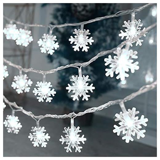 27+ Stunning Winter Wonderland Decorations to Transform Your Space 2 Christmas Lights, 20 Ft 40 LED Snowflake String Lights Battery Operated Waterproof Fairy Lights for Bedroom Patio Room Garden Party Home Xmas Decor Indoor Outdoor Christmas Tree Decorations Cool White