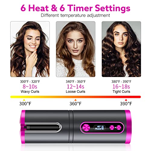 image for Runsnail Cordless Auto Hair Curler, Automatic Curling Iron with LCD Te