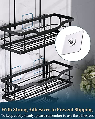 Consumest Shower Caddy Over Shower Head With Soap Holder, No Drilling Hanging Shower Organizer With 4 Movable Hooks, Rustproof & Waterproof Hanging Shower Caddy Shower Storage Rack, Black #TOP6