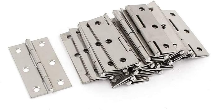 10Pcs 2 inch Stainless Steel Folding Hinges for Cabinet Gate, Closet Door Folding Butt Hinges for Home Furniture Hardware Door Hinge Silver Tone