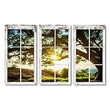3 Panels Art Wall Paintings Blazing Sun Tough A Big Tree Branch Oil Paintings Photos Posters Prints...