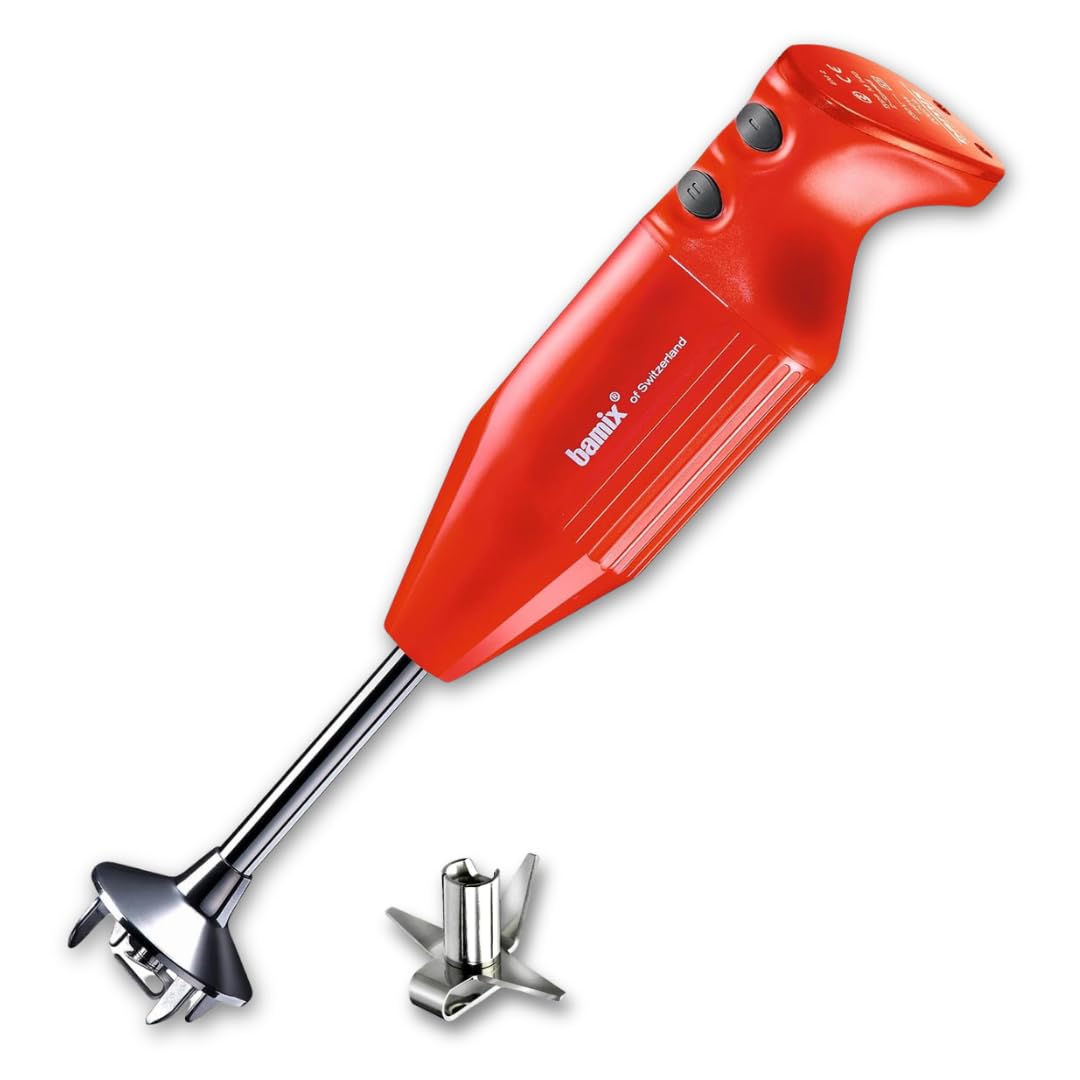bamix Stabmixer Set M160 ONE inkl. Multifunktionsmesser aus Edelstahl, 160 Watt, 2-Stufen, Made in Switzerland, Rot
