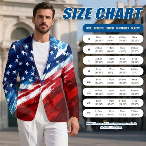 4th of July Mens Print Blazers One Button Tuxedo Jacket with Lining, Comfort, Luxury, for Wedding, Gathering 7