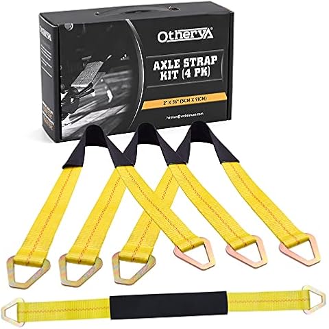 Otherya 2inch X 36inch Long Axle Tie Down Straps with D-Ring and Protective Sleeve -10,000 Pound Capacity - Auto Car Hauler Tie Downs Tow Wrecker for Demco Kar Kaddy Dollys (Pack of 4) Cover