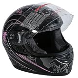 TCT-MT DOT Helmet Motorcycle Pink Black Butterfly Full Face Street Sport Helmet (Large)