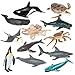 JOKFEICE Figure di Animali 12 PCS Realistico Plastica Marine Animali Figurine Set Comprende Balenottera Azzurra, Delfino ECC. di Apprendimento Giocattoli Educativi, Regalo di Compleanno per I Bambini