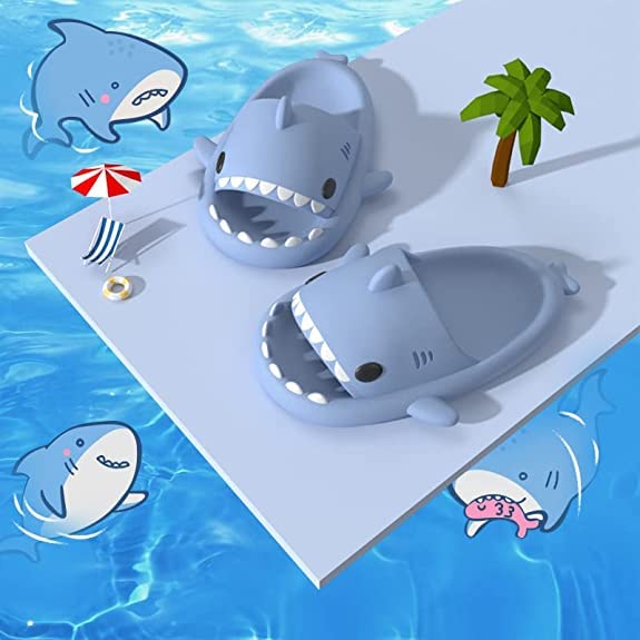 rosyclo Shark Cloud Slippers, Shark Cute Slides for Women Man,Summer Slipper Sandals for Boys Girls Spa Platform Shoes Non-Slip Beach Open Toe Beach Sandals Shower Couple Shoes4