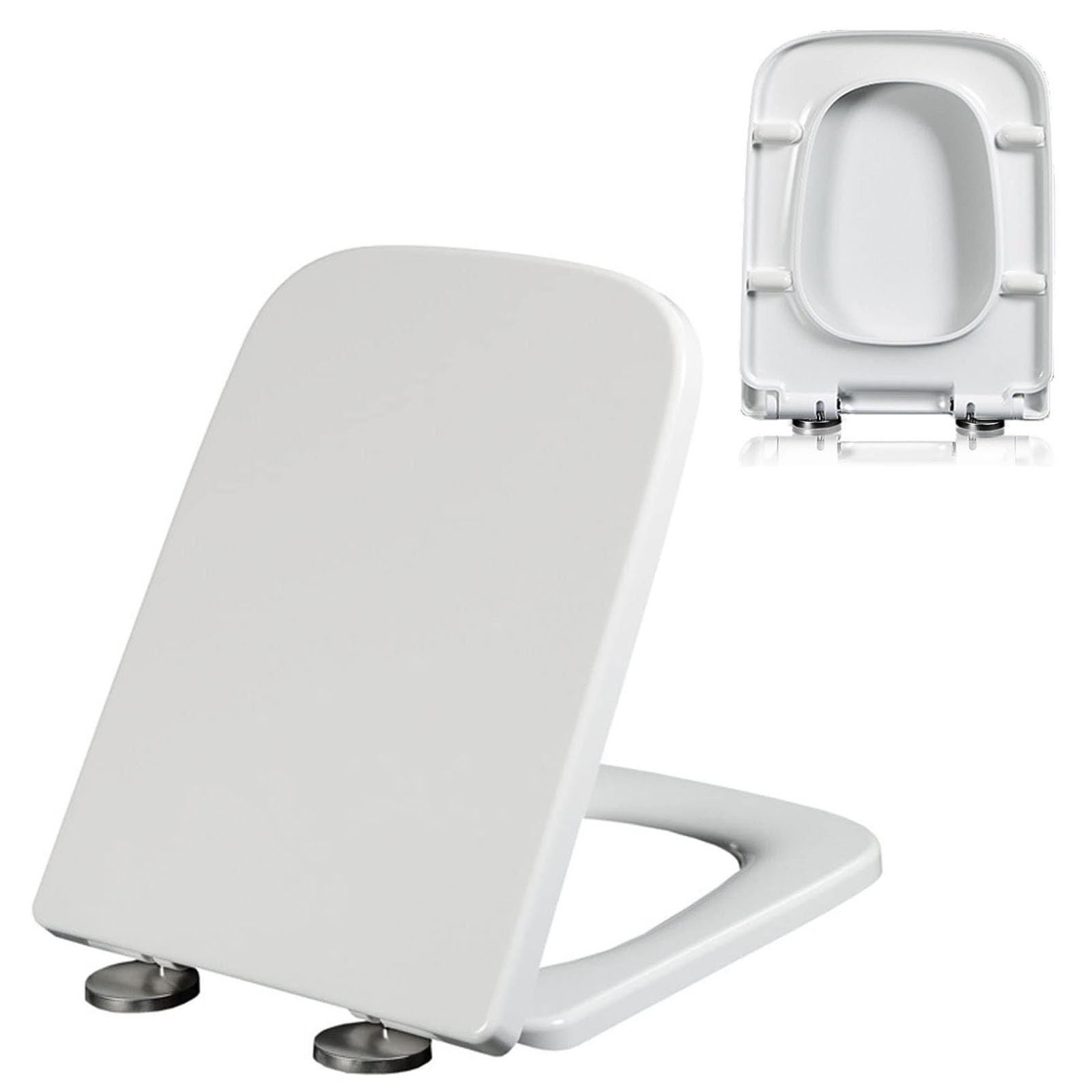 Dxpsxjl 04A Quiet-Close, Adjustable, Lightweight, Durable, Portable, User-Friendly, Compact, Square, Toilet, Seat, Metal, Easy