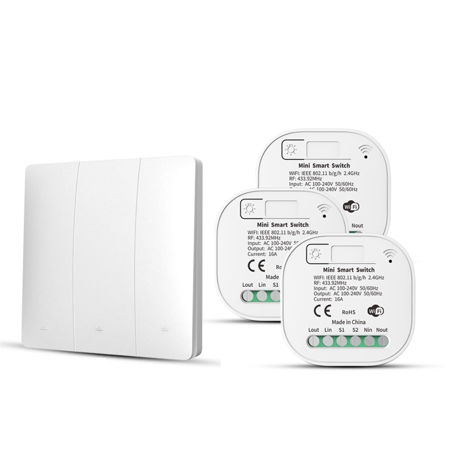 AVIMYA WiFi & RF433 mini moduł przełącznika 16 A 2-drożny włącznik światła ze sterowaniem czasowym wł./wył. (kolor: C)