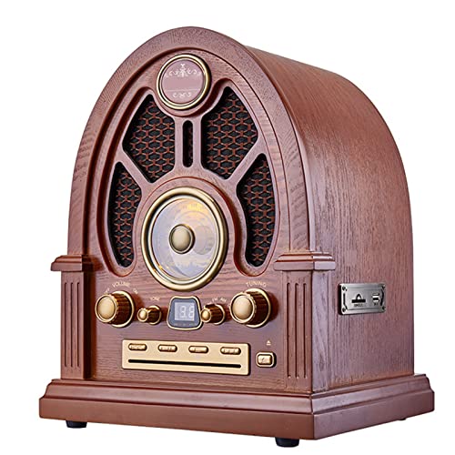 Reproductor portátil de CD de radio – Caja de altavoces de madera Bluetooth, sistema estéreo FM/AM con AUX, reproducción USB/SD/MMC, ideal para ancianos y niños
