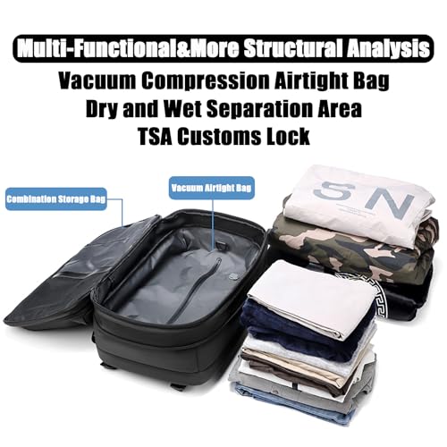 ADKBO Vacpack Backpack, Airback Backpack with Pump, 60L Expandable Backpack with Vacuum Compression, Waterproof and Anti-Theft Air Vacuum Backpack for Travel (Green, With Air Pump), BP-0630