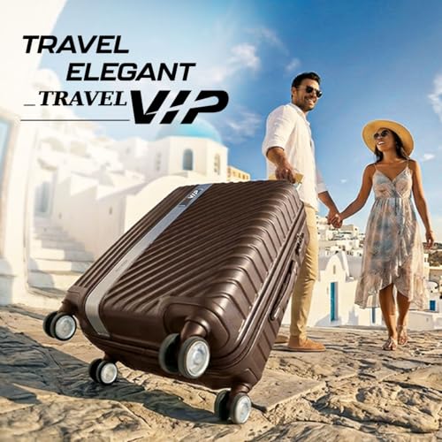 Image of VIP Barclay Check-in Trolley Bag 67cm | Medium | Hard Luggage | 8-Wheel Suitcase with Shoe & Toiletry Pouch | Flushed TSA Lock with Anti-Theft Zipper | 3 Years International Warranty (Brown)