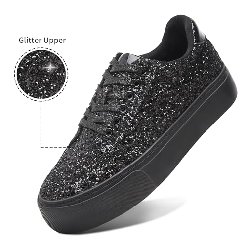 Jeekopeg Glitter Platform Sneakers Women Casual Sequin Sparkly Shoes Bling Thick Sole Walking Shoes Shiny Sequin Wedding Sneakers for Lady2
