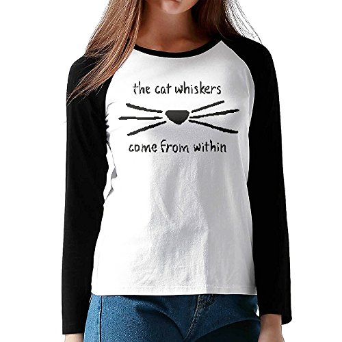 LOVEGIFTTO LADY Womens Dan Phil Cat Whiskers O-Neck Long Sleeve Raglan Tee Shirt Small