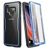 YOUMAKER Crystal Clear Case Galaxy Note 9, Full Body Built-in Screen Protector Heavy Duty Protection Slim Fit Shockproof Rugged Cover Samsung Galaxy Note 9 (2018) 6.4 inch - Blue/BK