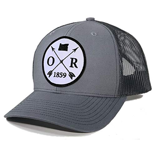 Homeland Tees Men's Oregon Arrow Patch Trucker Hat - Charcoal/Black