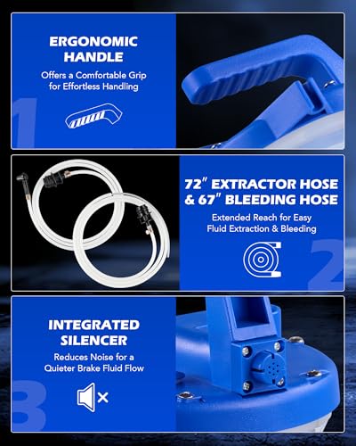 Image of OMT 3L Vacuum Brake Bleeder Kit, 3.2 qt Pneumatic Brake Fluid Bleeder Kit | ABS Brake Fluid Extractor 1L Refilling Bottle 18 Adapters, One-Person Brake Bleed Fluid Pump Brake Bleeding Tools