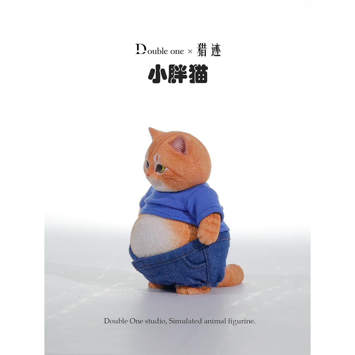 HiPlay Double one x Lieji 1/6 Chubby Cat figura di animale tabby mackerel argentato D26011B con maglietta in miniatura e completo in denim